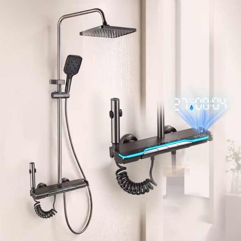 Colonna doccia con display digitale, colore grigio, confezione singola