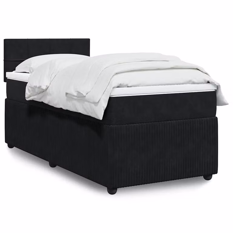 vidaXL Giroletto a Molle con Materasso Ibrido in Velluto Nero 90x200 cm