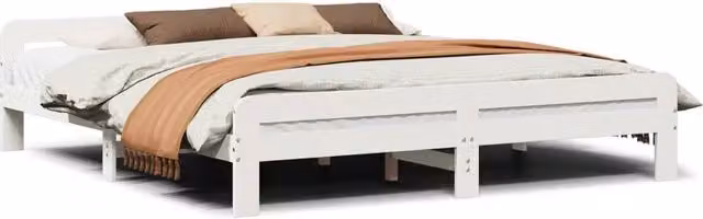 Letto matrimoniale | Letto per adulti | Giroletto senza Materasso Bianco 200x200 cm Legno Massello Pino