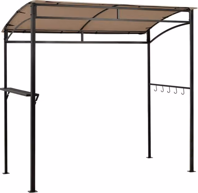 Gazebo per barbecue Design Mania marrone con struttura in metallo e ripiano, L: 216 cm, P: 108 cm, H: 211 cm