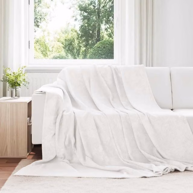 Set di 6 coperte in pile vidaXL bianche L: 240 cm, P: 270 cm