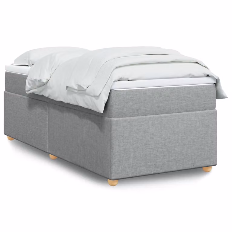 vidaXL Giroletto a Molle con Materasso Ibrido in Tessuto Grigio e Bianco, L/P/H: 80 x 200 cm