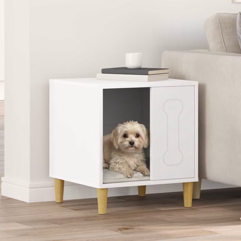 Cuccia per cani vidaXL in legno ingegnerizzato, Bianco, L 44 x P 42 x H 49 cm