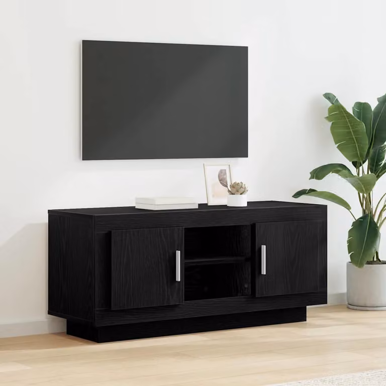 Mobile TV vidaXL in legno ingegnerizzato nero e rovere con ripiani multimediali L/P/H: 102 x 35 x 45 cm