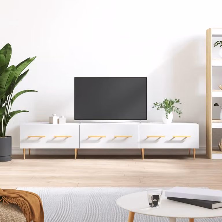 vidaXL Mobile Porta TV Moderno Bianco con Ruote L/P/H: 150 x 36 x 30 cm