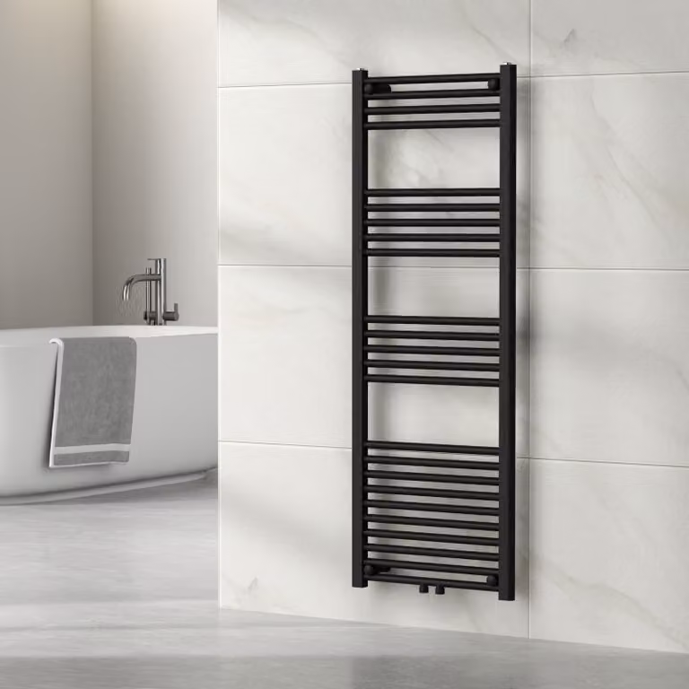 Radiatore per asciugamani 'Voss' con 24 aste in acciaio 140 x 50 cm Nero