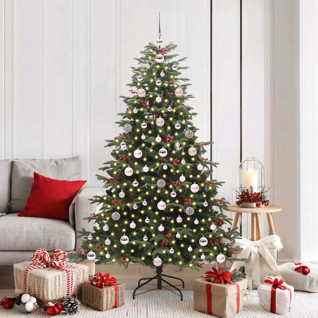 Albero di Natale artificiale verde vidaXL con 300 LED luce bianca calda, Altezza: 180 cm