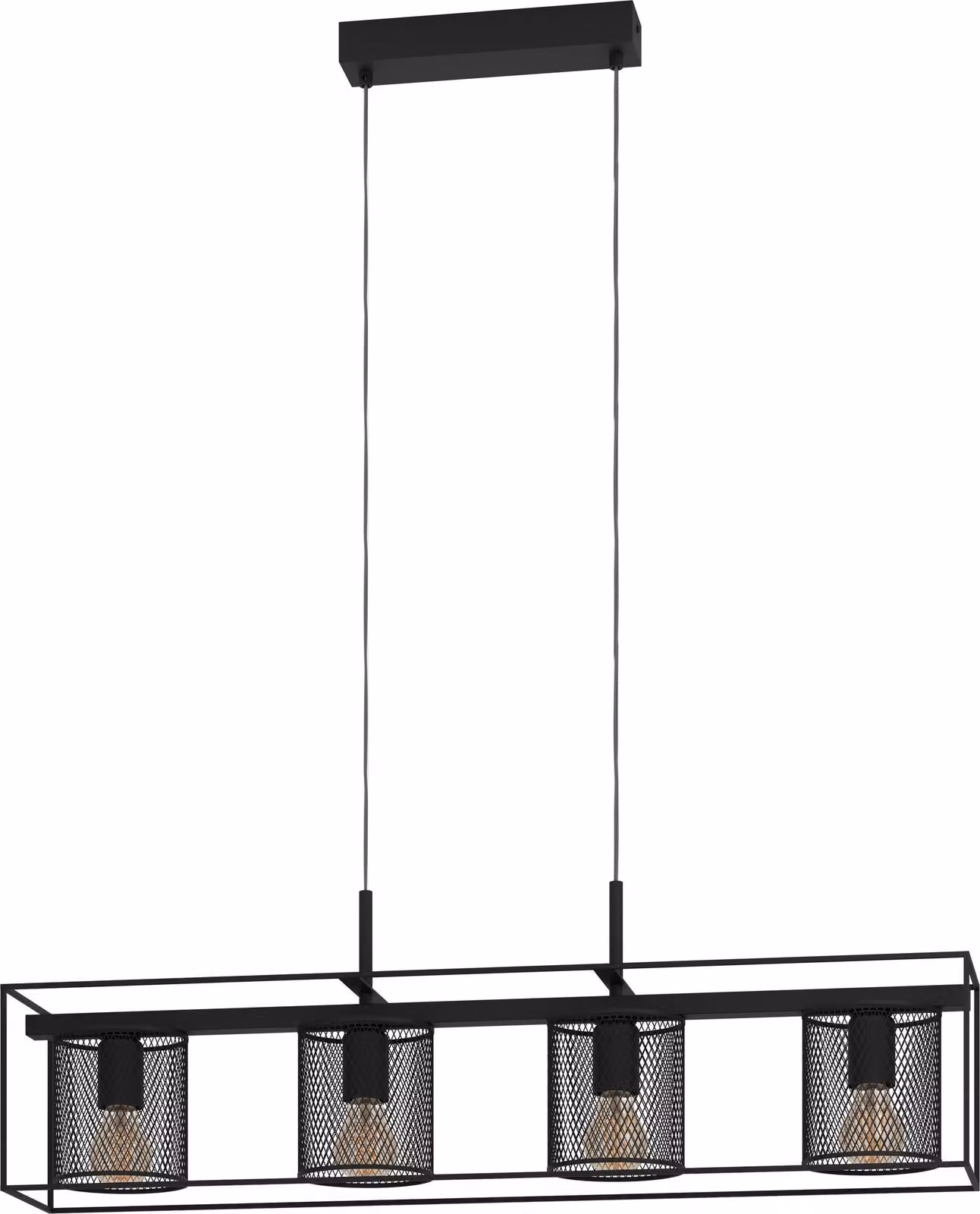 Lampadario Industrial Catterick 4 Luci Acciaio Nero