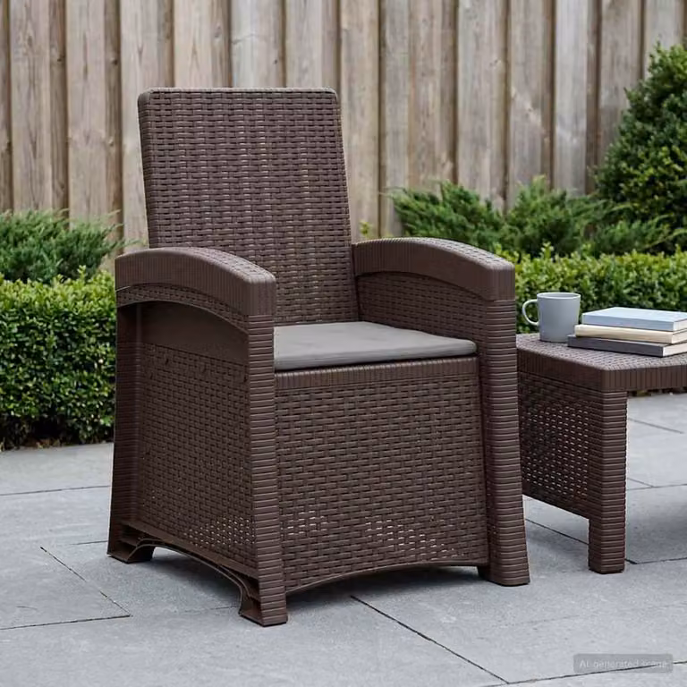 Sedia da giardino reclinabile vidaXL con cuscini in effetto rattan, resistente alle intemperie, disponibile in marrone o grigio