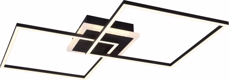 Plafoniera a LED ARRIBO, nero opaco, dimmer a 3 livelli, cambio colore, forma quadrata, 61 cm