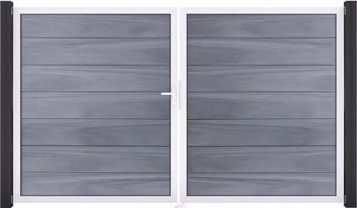 GroJa Solid Grande porta grigio pietra co-ex DIN sinistra 300x180x4 cm telaio in alluminio EV1, 2 ante