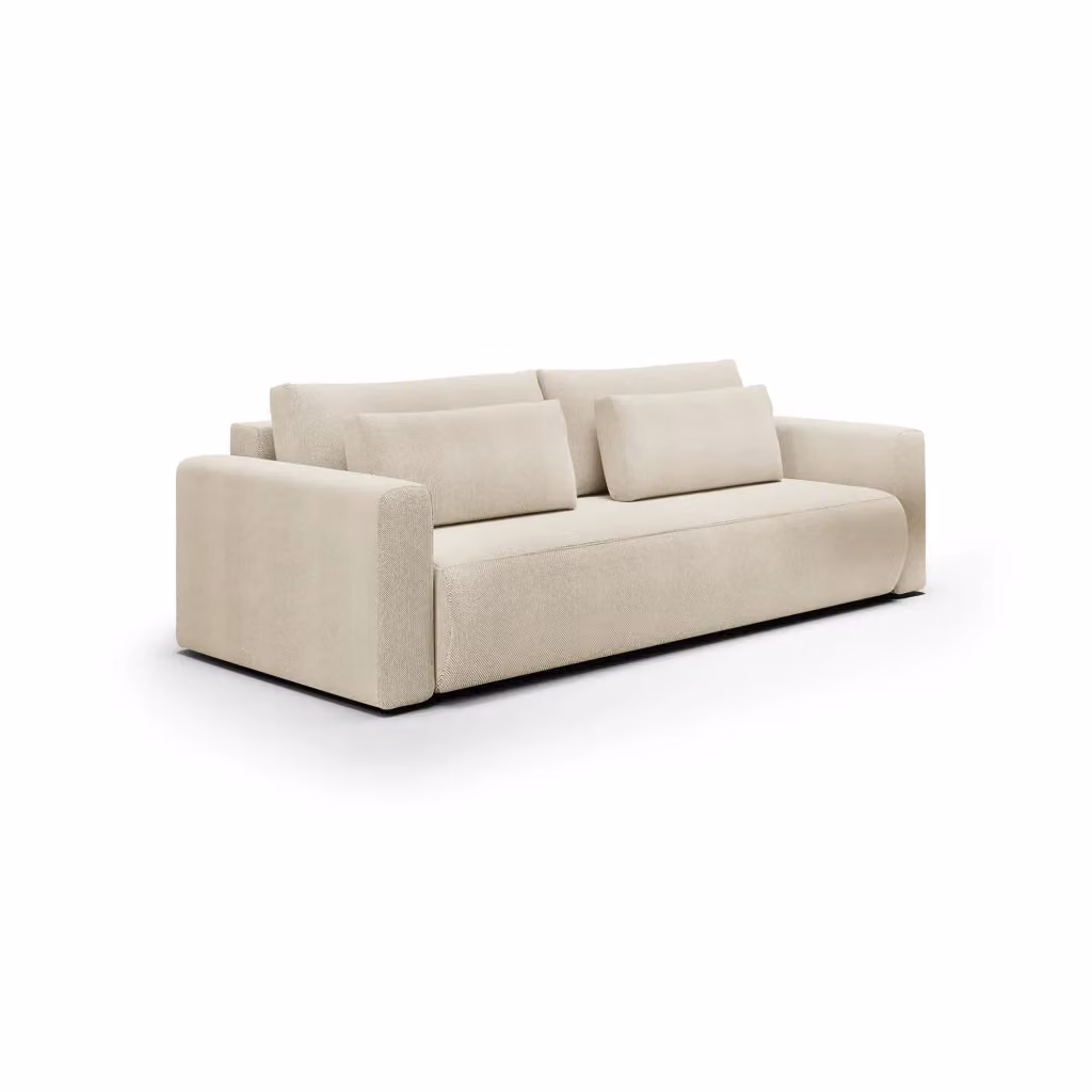 Divano Letto 2 Posti con Contenitore Erbezzo DMORA Bianco Crema L: 240 cm, P: 105 cm – 2