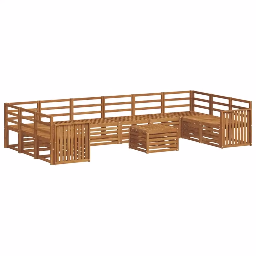 Set di divani da esterno moderno vidaXL in legno di acacia marrone, 11 pezzi – 2