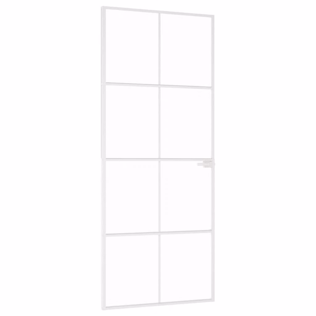 Porta Interna Bianca 83x201,5 cm Vetro Temperato Alluminio Slim