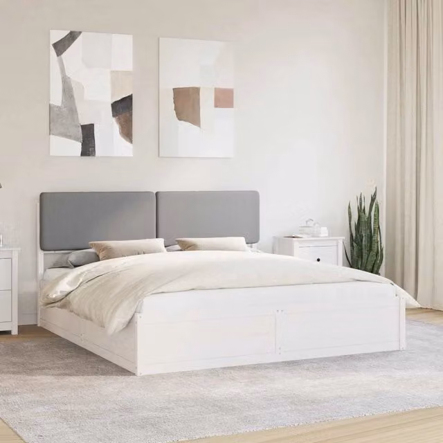 Letto con Testiera Rivestita Grigio chiaro 200 x 200 cm 3398143