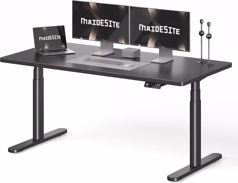 Scrivania regolabile in altezza, elettrica - Piano di lavoro 160 x 80 cm - Struttura in acciaio legato - Colore nero