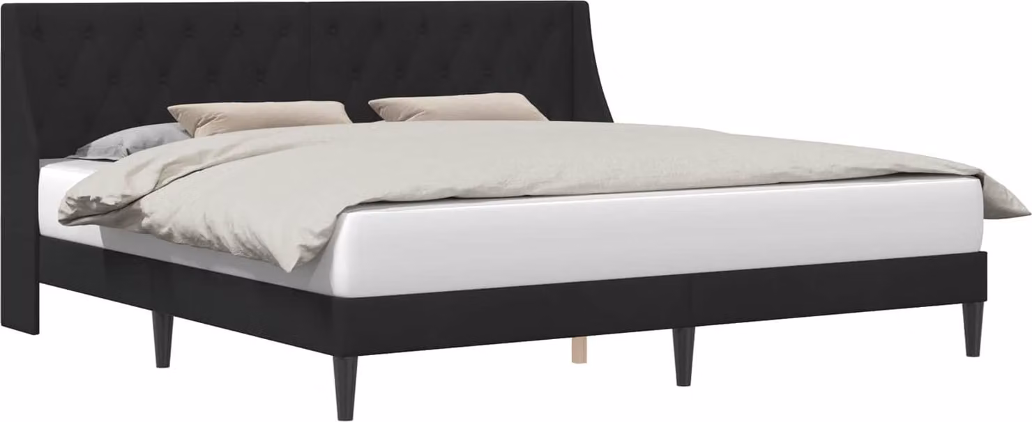 Struttura del letto con testiera Nero 200 x 200 cm Velluto