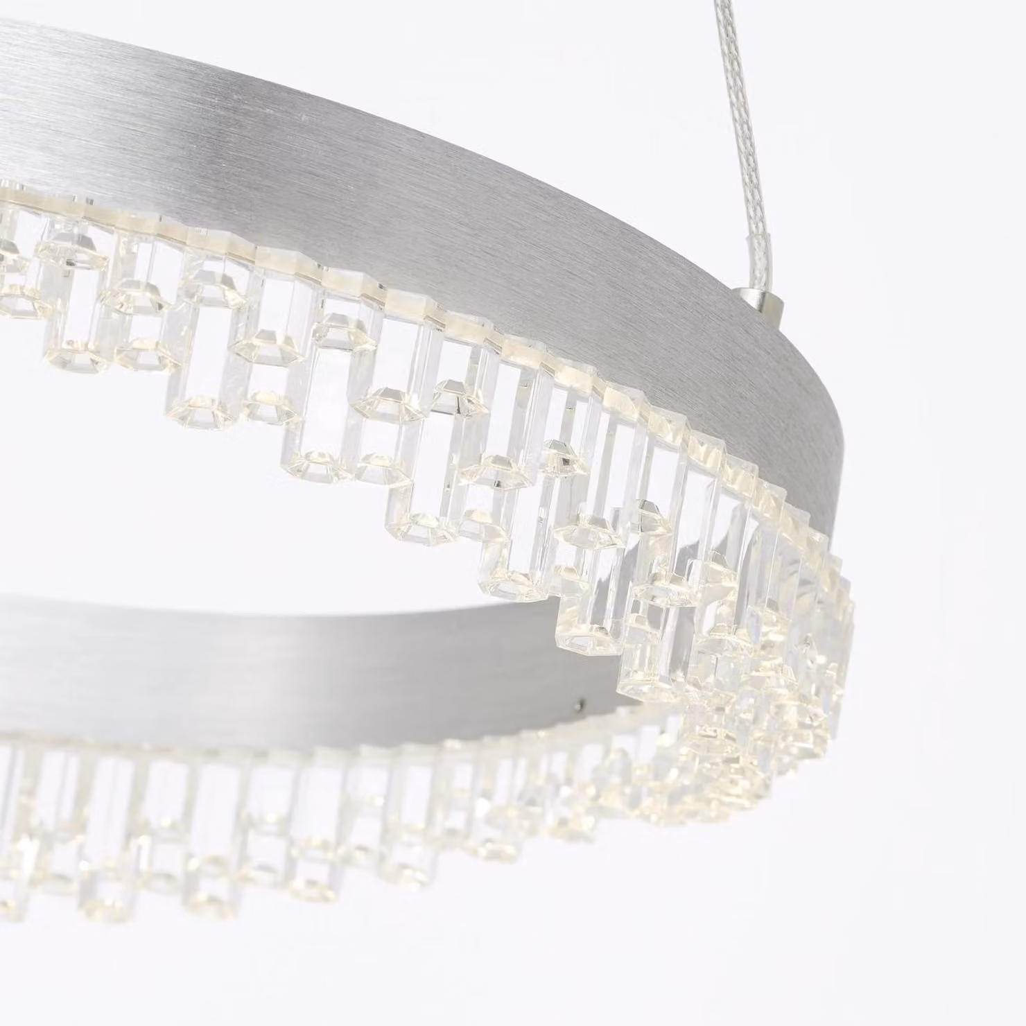 Brilliant Lampada a sospensione Aurora LED, alluminio, Ø 30 cm, CCT Aurora, dimmerabile, Alluminio / Grigio / Zincato, Soggiorno / Sala da pranzo, Alluminio, Moderno
