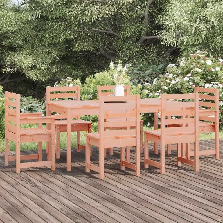 The Living Store Set da pranzo da giardino 7 pezzi in legno massiccio di abete Douglas