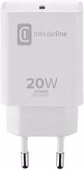 Caricabatteria USB Type-C Cellularline da 20W, Bianco ACHIPDUSBCPD20WW