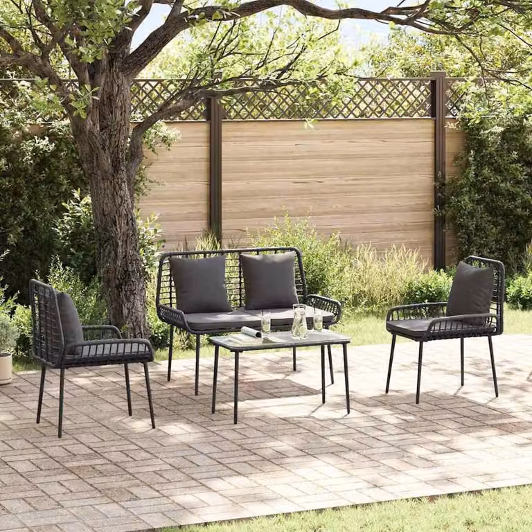 Maison Exclusive - Set da giardino per esterni, composto da 3 pezzi, in rattan sintetico nero e antracite