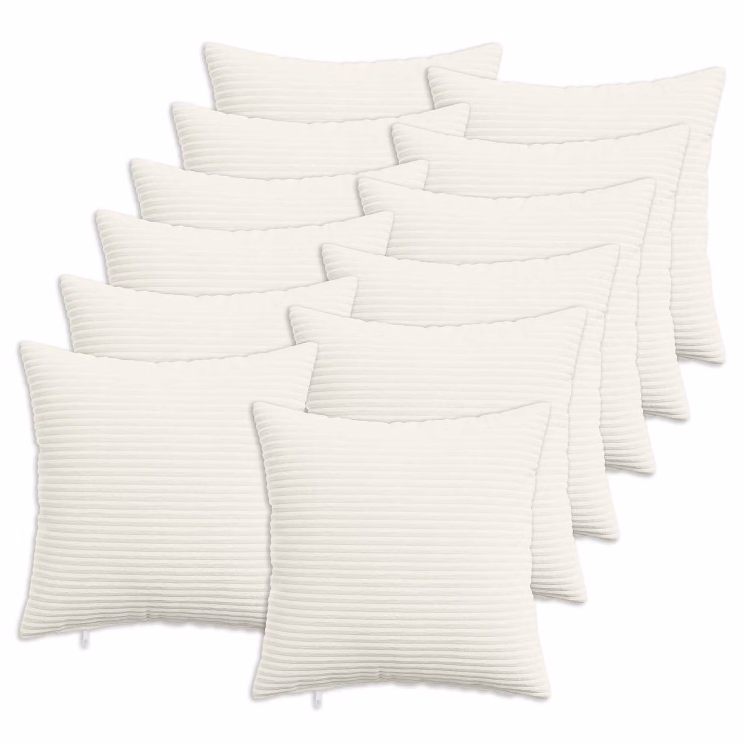 Set di 12 federe vidaXL HEERLEN in velluto a coste, colore crema, 50 x 50 cm