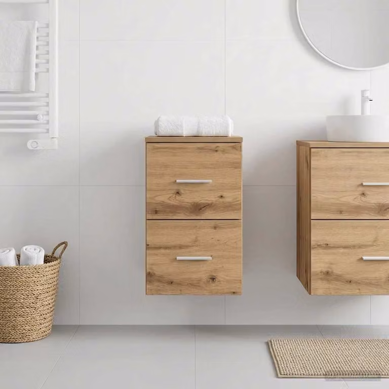 Armadio da bagno vidaXL In-between in legno antico marrone con cassetti e ante, L 30 cm x P 41 cm x H 50 cm