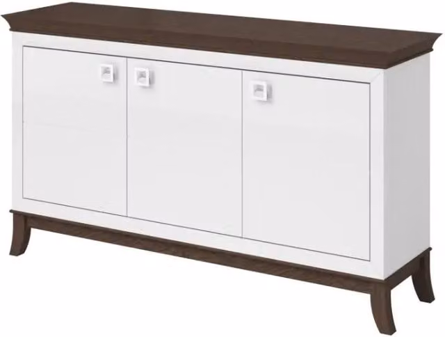 Buffet design moderno Meublorama per soggiorno collezione PALACE, colore bianco e rovere scuro, L: 160 cm