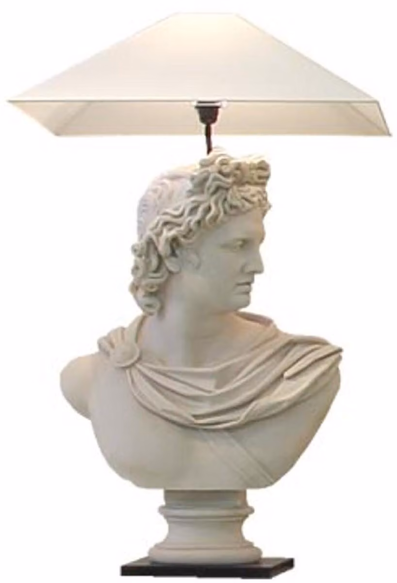 Casa Padrino lampada da tavolo barocca grigio / nero / bianco - Lampada da tavolo in stile barocco