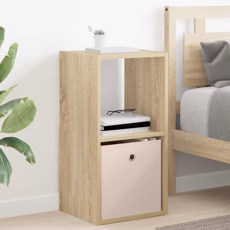 Comodino vidaXL in Rovere Sonoma e Legno MDF, Colore Marrone/Beige, L 35 cm x P 32 cm x H 68,5 cm