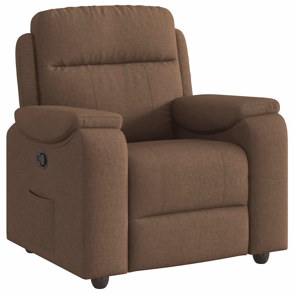 Poltrona reclinabile relax vidaXL in tessuto marrone con braccioli e leva manuale – 2