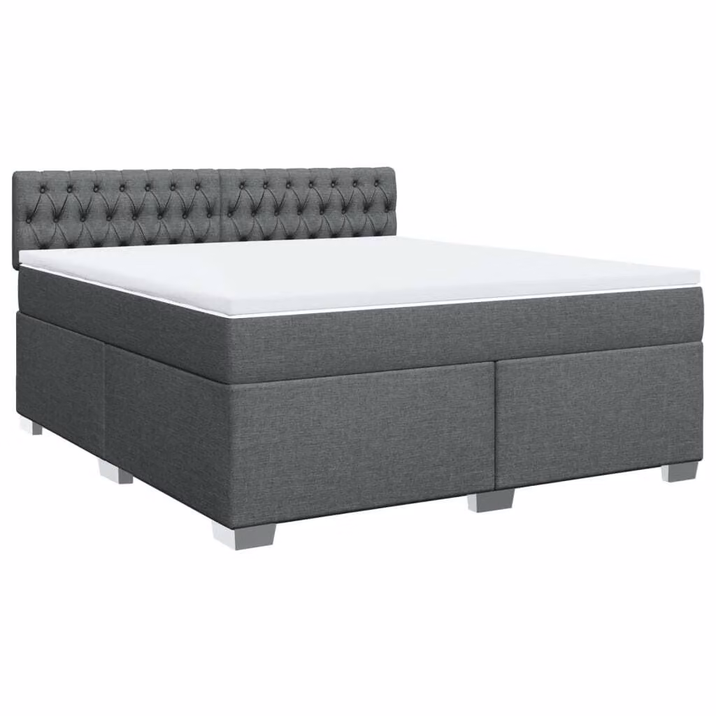 Giroletto a Molle con Materasso Grigio Scuro 180x200 cm Tessuto