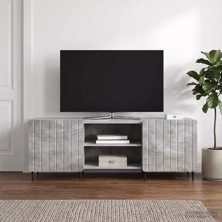 Mobile TV vidaXL moderno in legno e metallo grigio L: 150 cm, P: 31 cm, H: 52 cm