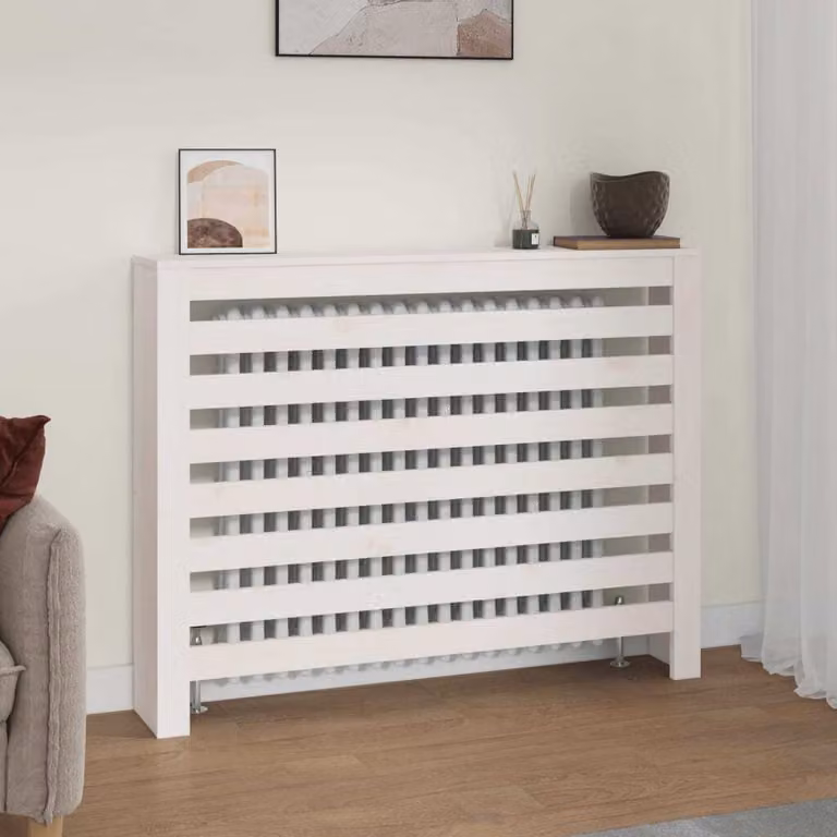 The Living Store Rivestimento per radiatori bianco 108,5x19x84 cm in legno di pino massiccio