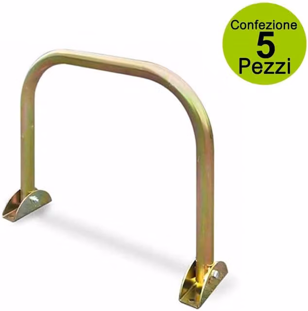 Multipack da 5 dissuasori di parcheggio reclinabili in acciaio zincato colore oro per posto auto