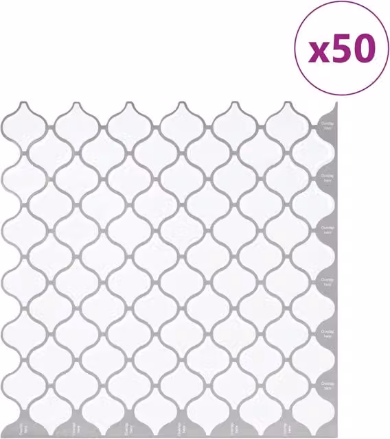 Set di 50 piastrelle Lanturn bianche in PVC e poliuretano, dimensioni: 27 x 27 cm, modello CFW6647887
