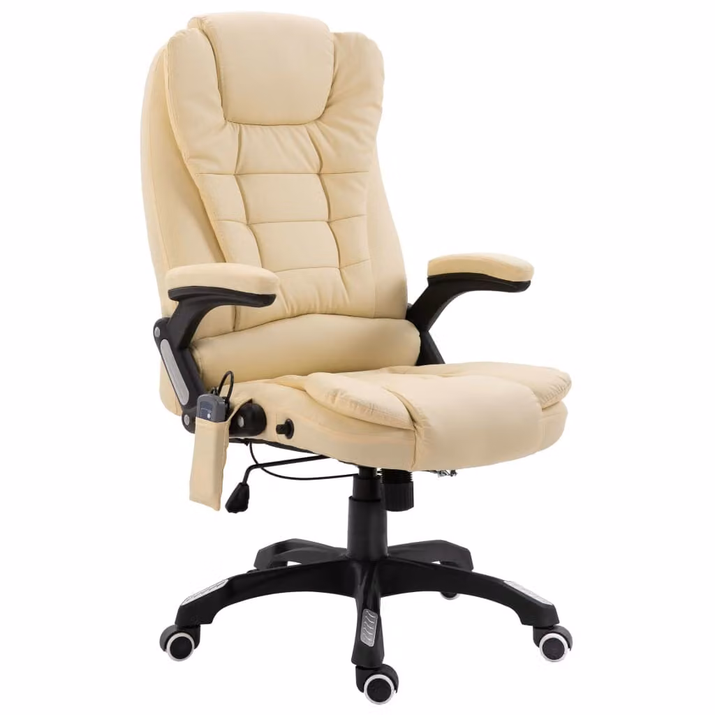 Sedia da ufficio massaggiante in Pelle finta crema