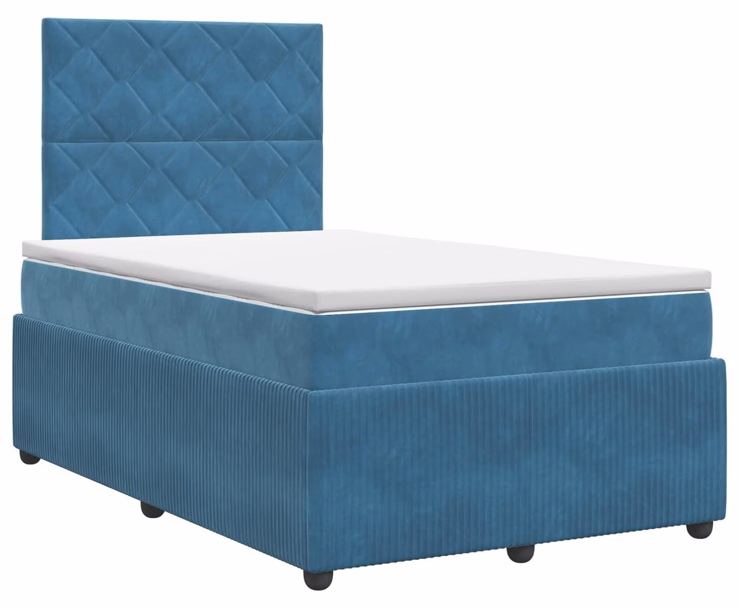 Letto a molle con materasso con testata blu 120 x 190 cm in velluto