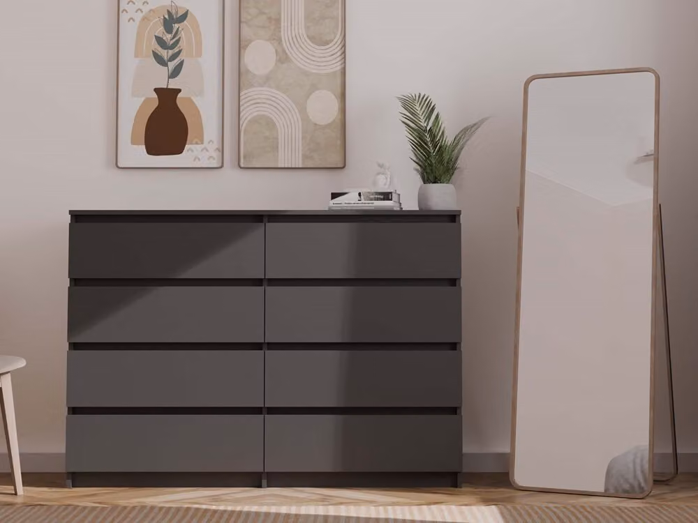 Comò, larghezza 120/140 cm, 8 cassetti