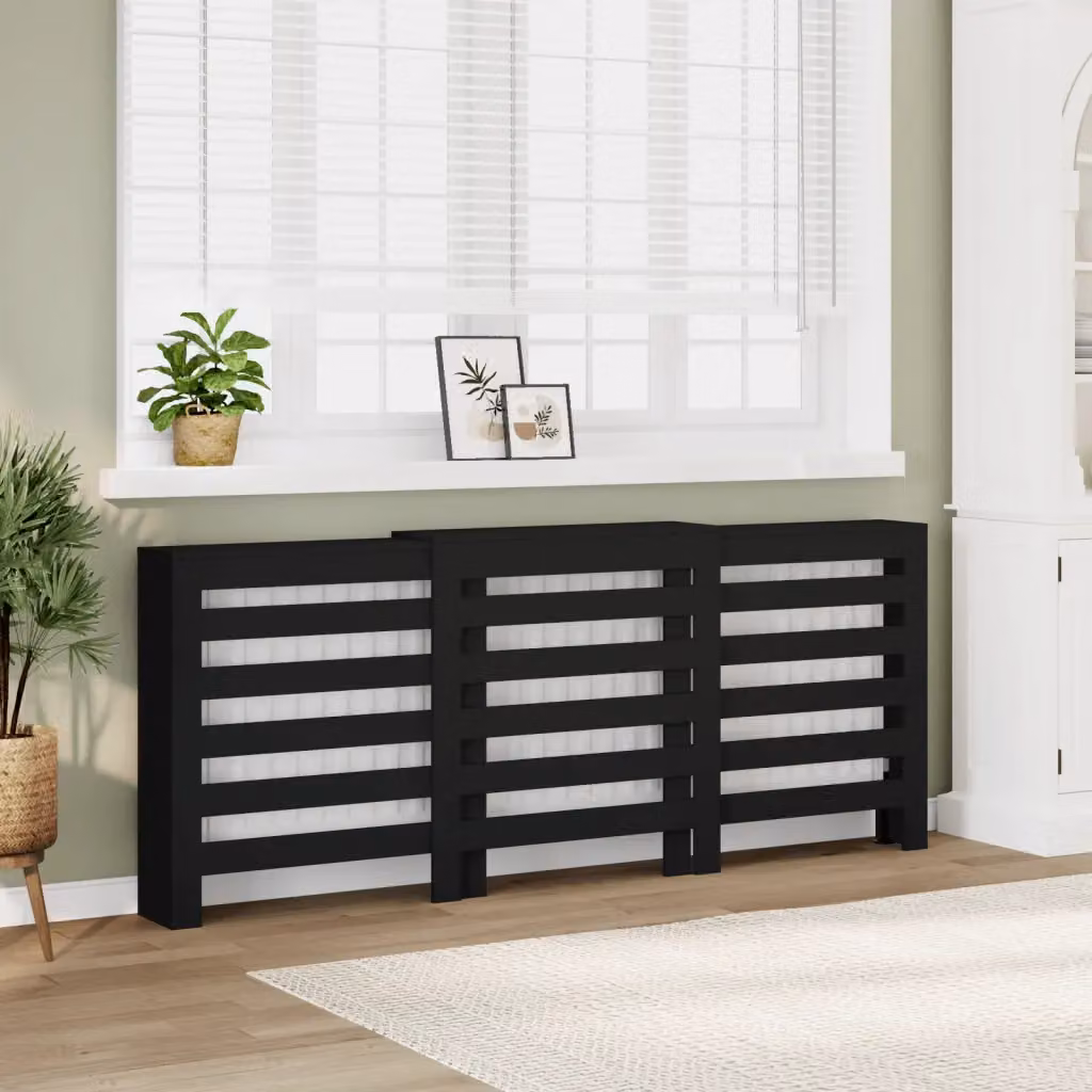 Copertura per radiatori vidaXL in legno MDF Nero L: 205 cm, P: 21,5 cm, H: 83,5 cm