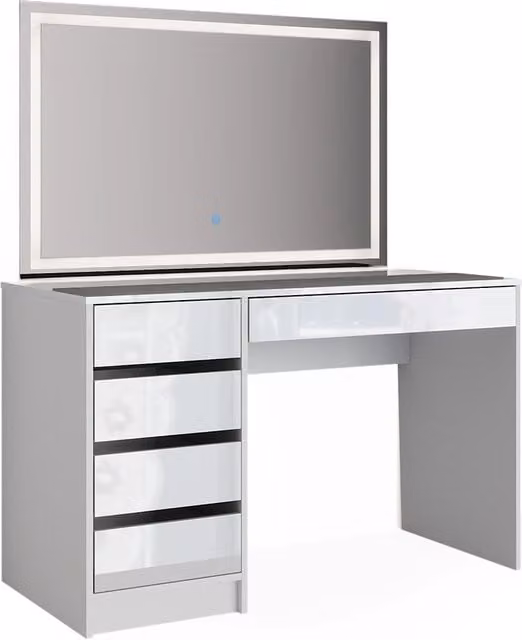 Tavolo da toeletta Sherry Bianco 120 cm con specchio a LED Vicco