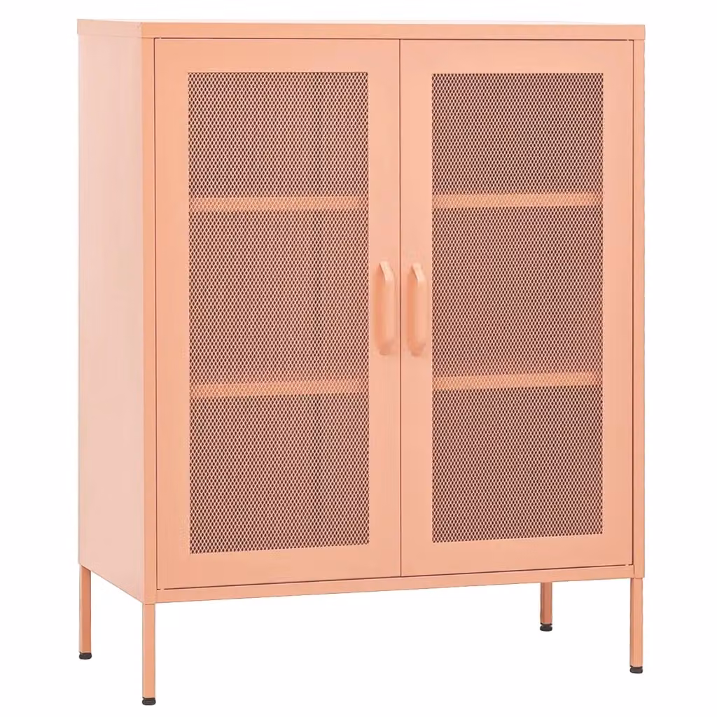 Armadietto da parete vidaXL in metallo rosa con ante a battente, L: 80 cm, P: 35 cm, H: 101,5 cm – 2
