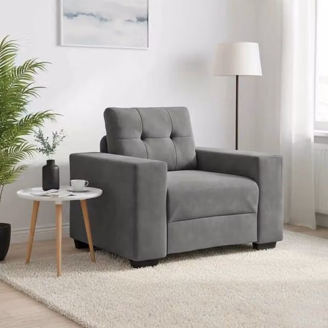 Poltrona Relax Design Mania in Velluto Grigio con Braccioli – 1