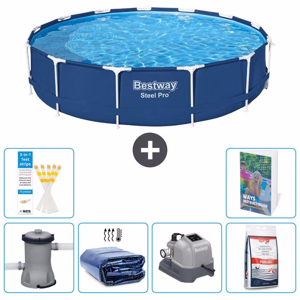 Piscina gonfiabile Bestway Steel Pro, rotonda, dimensioni 396x84 cm, composta da 5 parti, modello S329