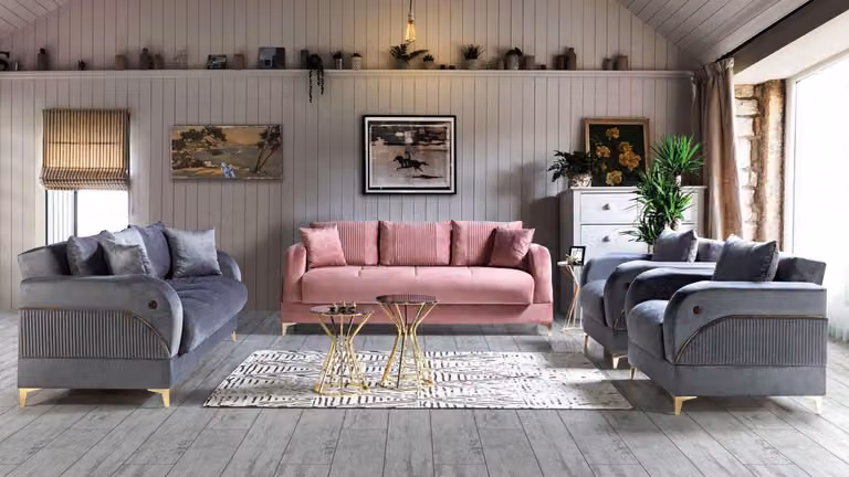 Sofagarnitur 3+3+1+1 Sitzer Textil Modern Komplett Sessel Sofa 3 Sitzer Luxus