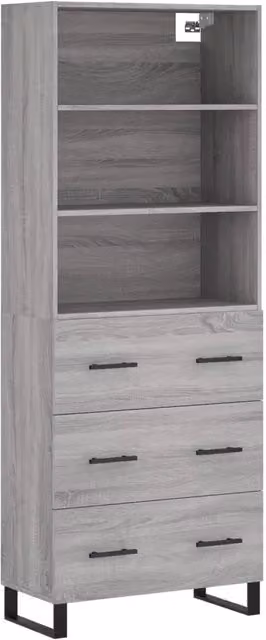 Credenza | Madia | Buffet da pranzo | Armadio da pranzo Grigio Sonoma 69,5x34x180 cm in Legno Multistrato
