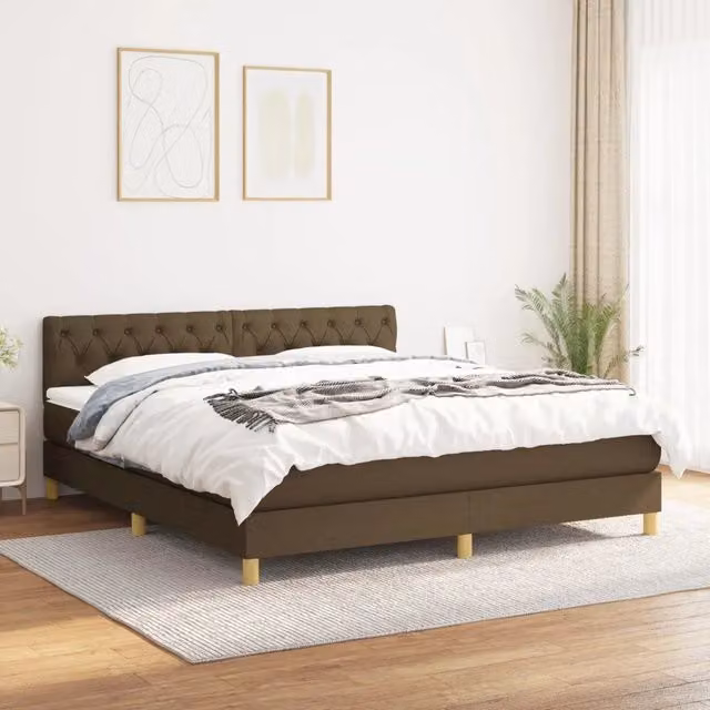 Letto Ibrido con Giroletto a Molle e Materasso vidaXL, Marrone e Bianco, L/P/H: 160 x 200 x 88 cm