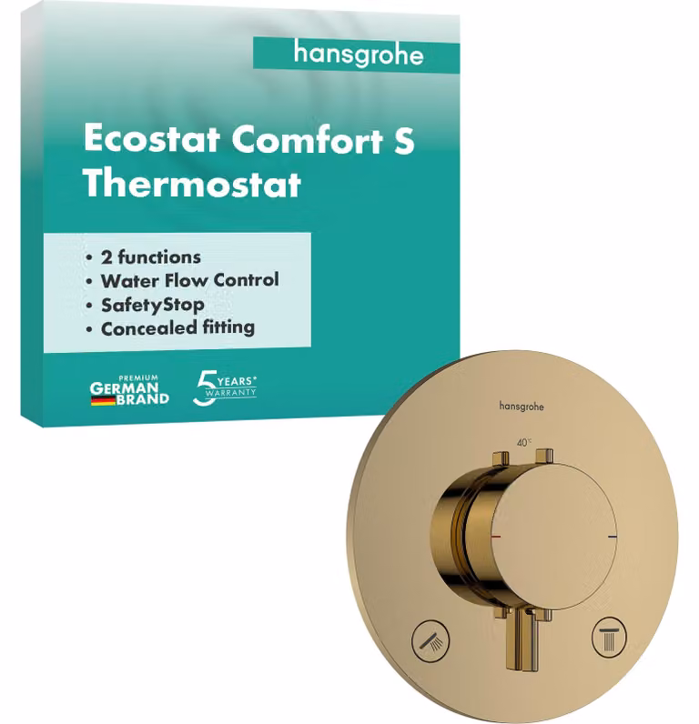 Termostato a incasso Ecostat Comfort S, per 2 circuiti, finitura oro lucido