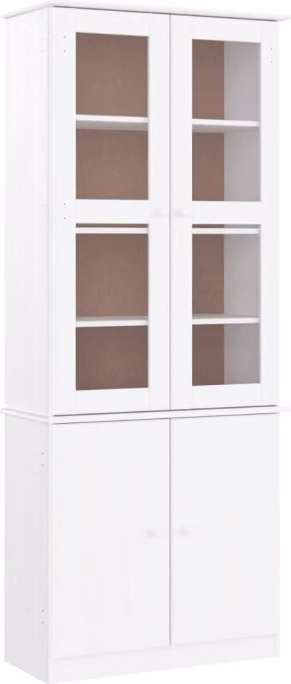 Vetrina ALTA Bianca 77x35x186,5 cm in Legno Massello di Pino
