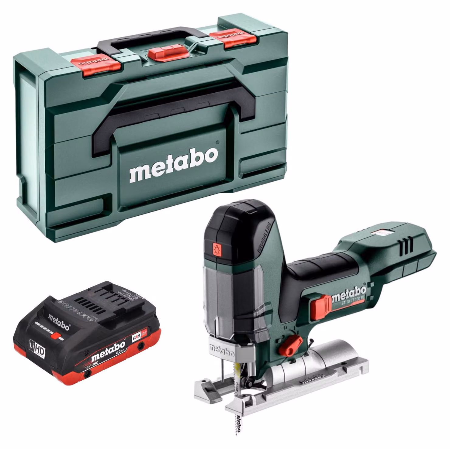 Metabo ST 18 LT 130 BL seghetto alternativo a batteria 18 V 130 mm senza spazzole + 1x batteria LiHD 4,0 Ah + metabox - senza caricabatterie